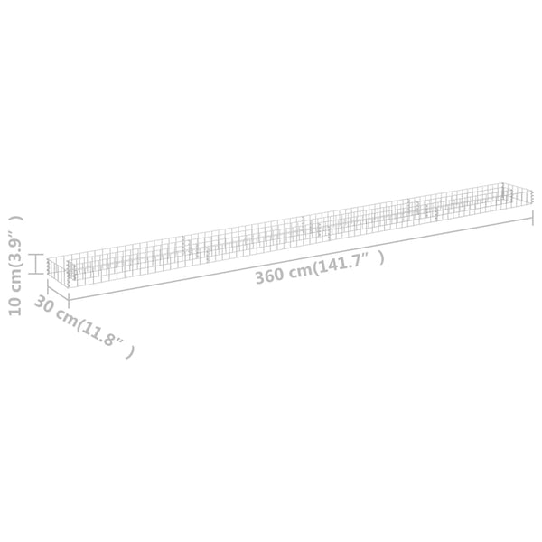 Raised Garden Beds Gabion Raised Bed Galvanised Steel 360X30x10 Cm