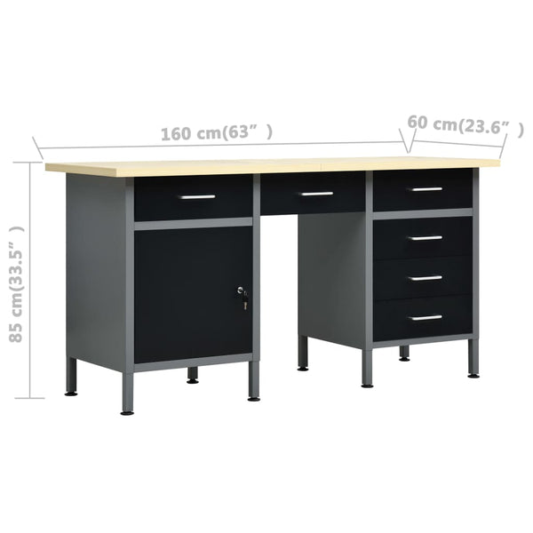 Work Benches Workbench Black 160X60x85 Cm Steel