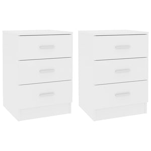 Bedside Tables Bedside Cabinets 2 Pcs White 38X35x56 Cm Engineered Wood