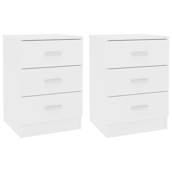 Bedside Tables Bedside Cabinets 2 Pcs White 38X35x56 Cm Engineered Wood