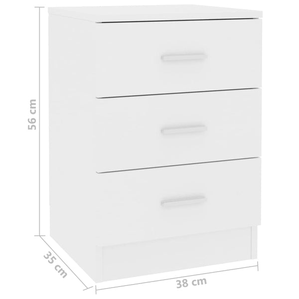 Bedside Tables Bedside Cabinets 2 Pcs White 38X35x56 Cm Engineered Wood