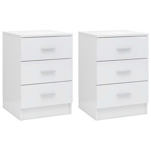 Bedside Tables Bedside Cabinets 2 Pcs High Gloss White 38X35x56 Cm Engineered Wood