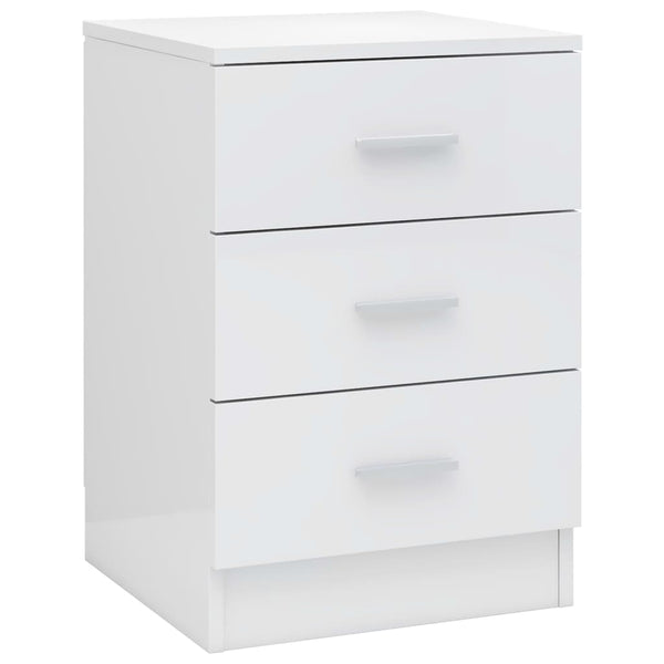 Bedside Tables Bedside Cabinets 2 Pcs High Gloss White 38X35x56 Cm Engineered Wood