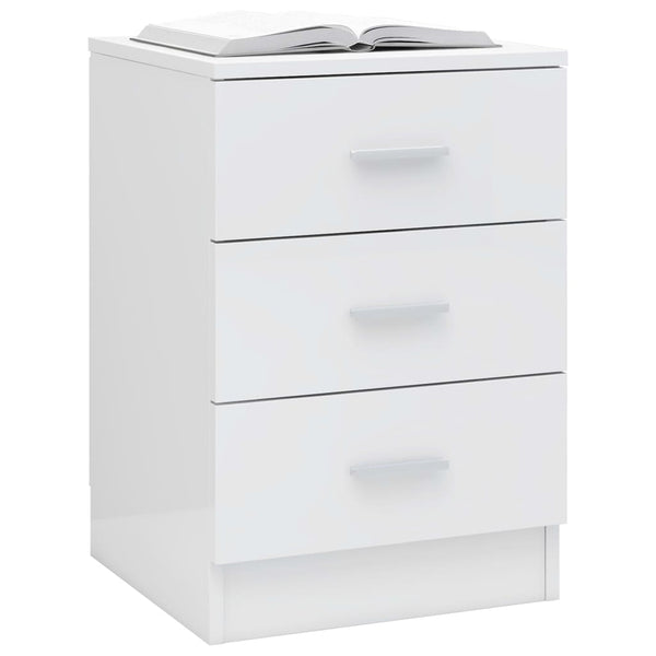 Bedside Tables Bedside Cabinets 2 Pcs High Gloss White 38X35x56 Cm Engineered Wood