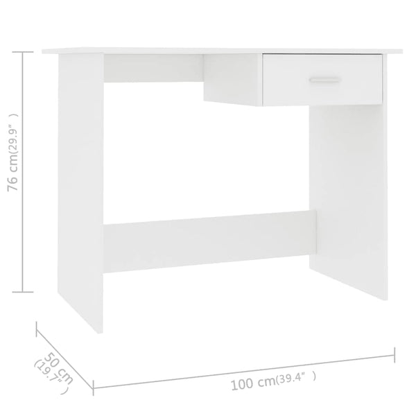 Home Office Desks Desk White 100X50x76 Cm Engineered Wood