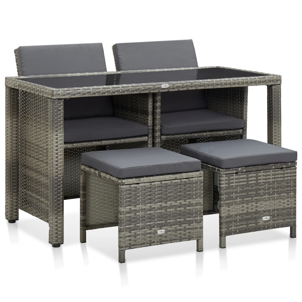 Outdoor Dining Sets 5 Piece Outdoor Dining Set With Cushions Poly Rattan Grey