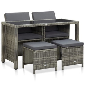 Outdoor Dining Sets 5 Piece Outdoor Dining Set With Cushions Poly Rattan Grey