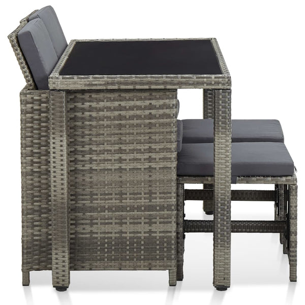 Outdoor Dining Sets 5 Piece Outdoor Dining Set With Cushions Poly Rattan Grey