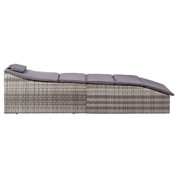 Loungers Sunbed With Cushion Poly Rattan Grey