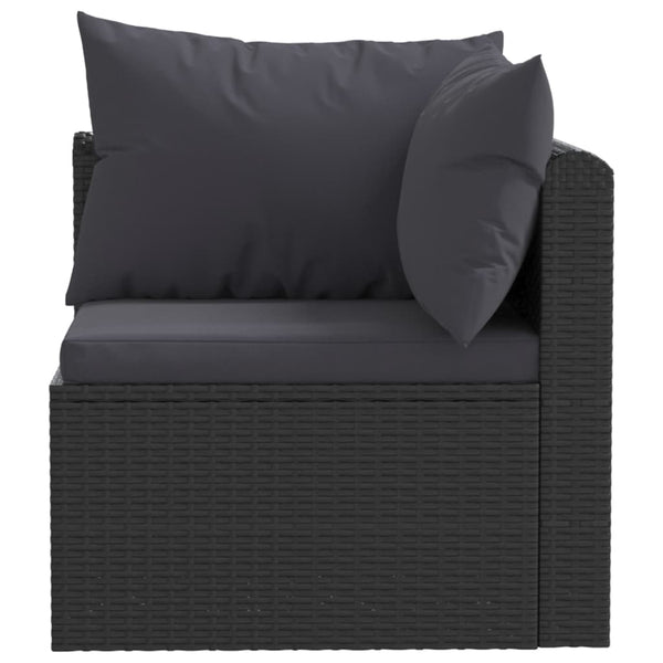 9 Piece Garden Lounge Set With Cushions Poly Rattan Black