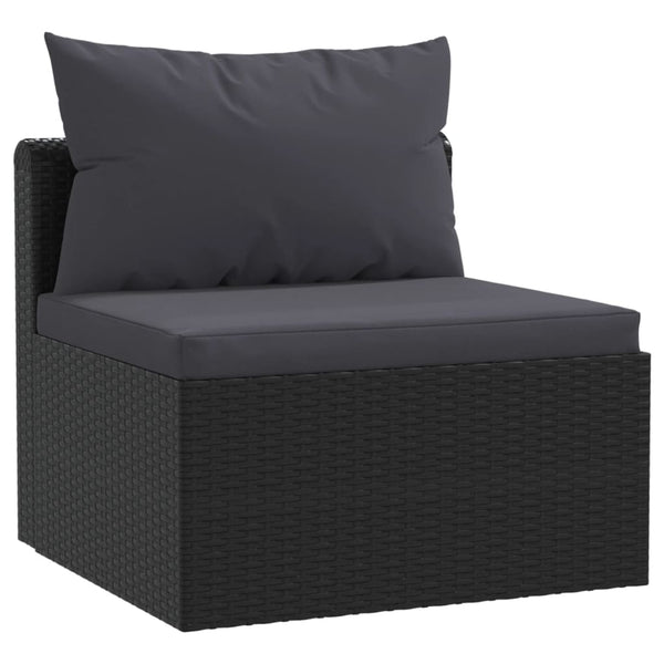 9 Piece Garden Lounge Set With Cushions Poly Rattan Black