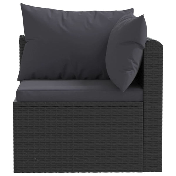 5 Piece Garden Lounge Set With Cushions Poly Rattan Black