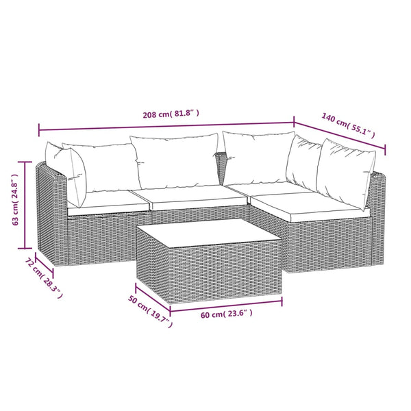 Patio Furniture Sets 5 Piece Garden Lounge Set With Cushions Poly Rattan Black