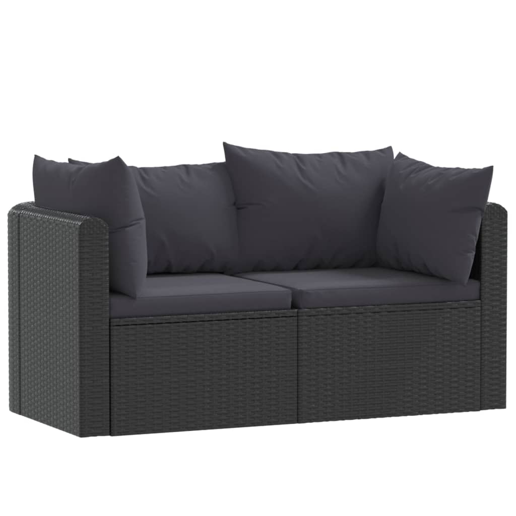 Patio Furniture Sets 2 Piece Garden Sofa Set With Cushions Poly Rattan Black