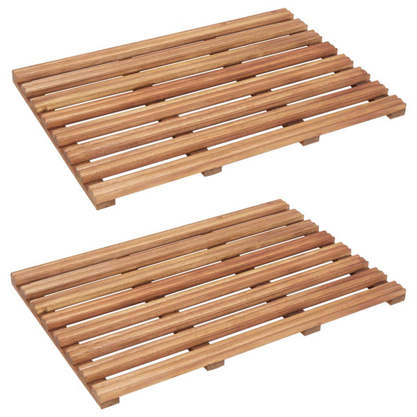 Bath Mats, Rugs & Toilet Covers Bath Mats 2 Pcs Solid Acacia Wood 56X37 Cm