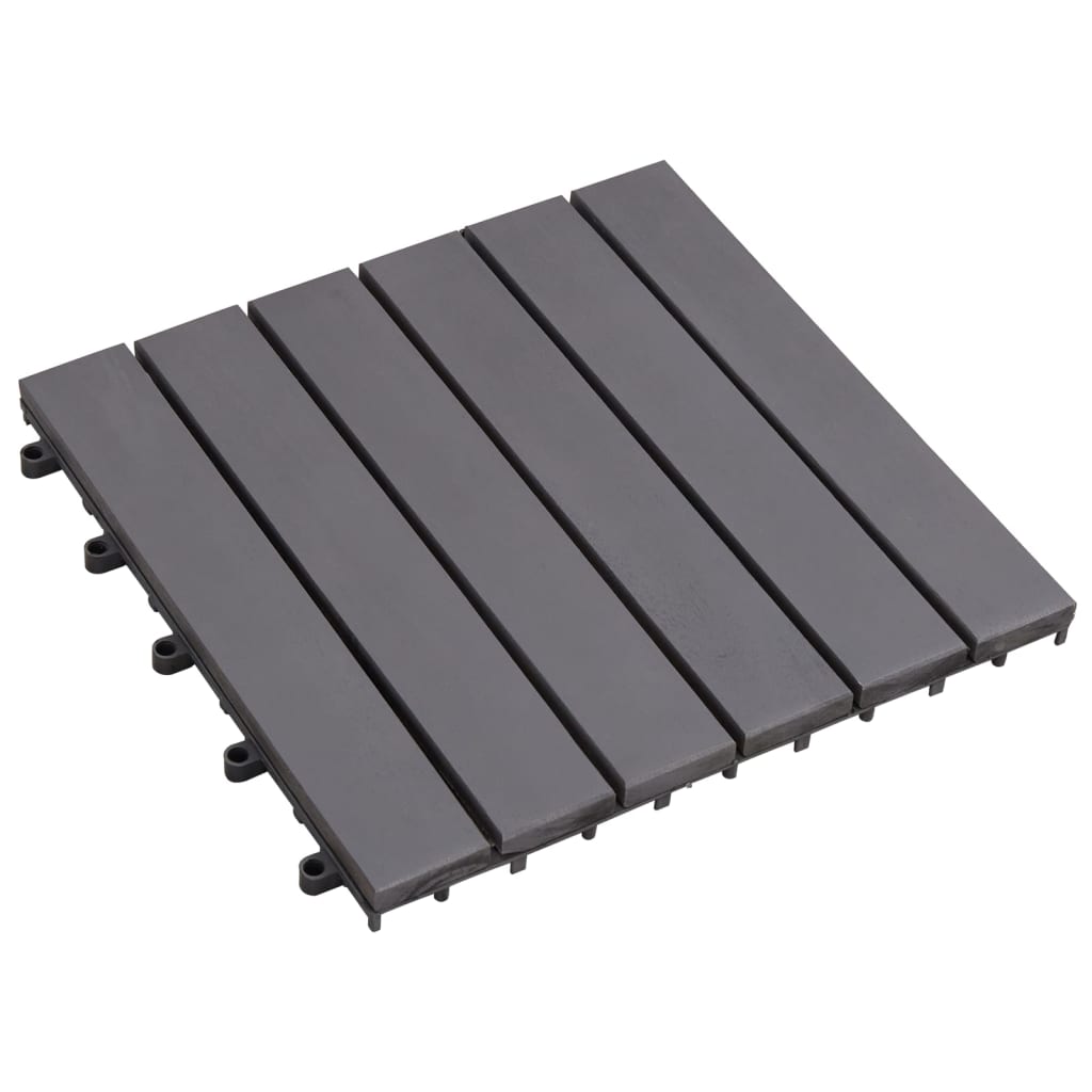 Floor & Wall Tiles Decking Tiles 10 Pcs Grey Wash 30X30 Cm Solid Acacia Wood