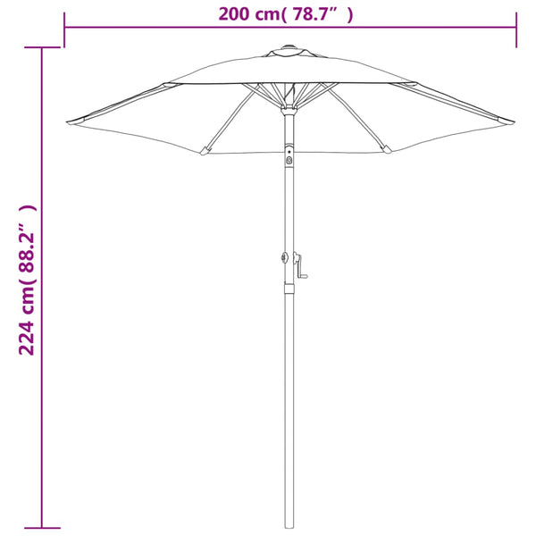 Patio Umbrellas Parasol Taupe 200X224 Cm Aluminium