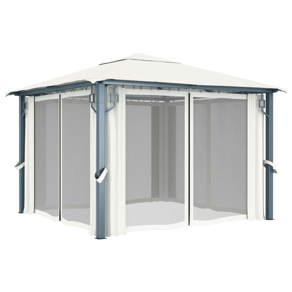 Gazebo With Curtain 300X300 Cm Cream Aluminium