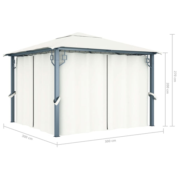 Gazebo With Curtain 300X300 Cm Cream Aluminium