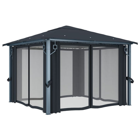 Marquees Gazebo With Curtain 300X300 Cm Anthracite Aluminium