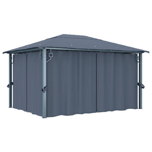 Gazebos & Pergolas Gazebo With Curtain 400X300 Cm Anthracite Aluminium