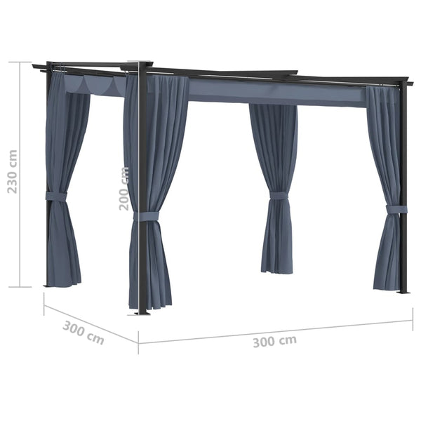 Gazebos & Pergolas Gazebo With Curtains 3X3 M Steel