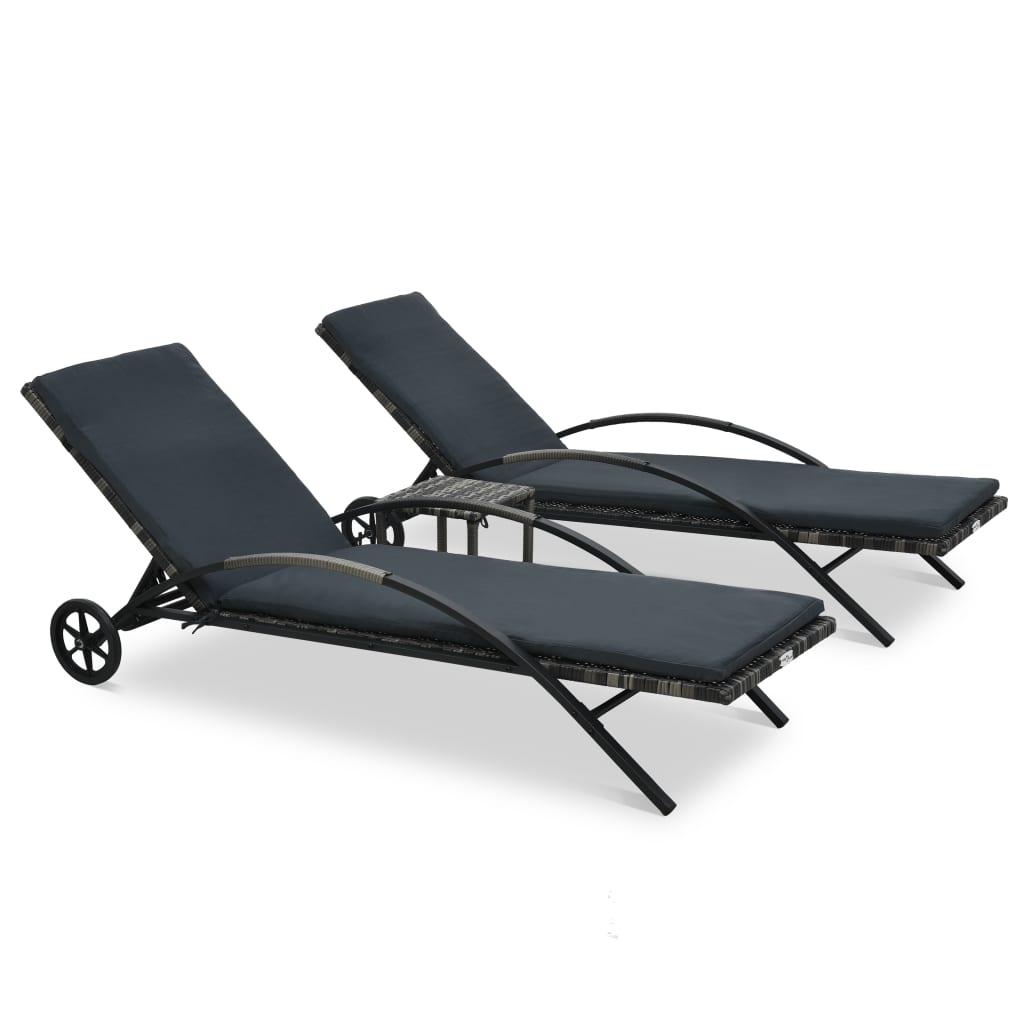 Loungers Sun With Table Poly Rattan Anthracite