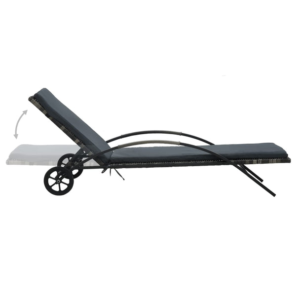 Loungers Sun With Table Poly Rattan Anthracite