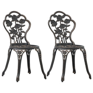 Patio Chairs Bistro Chairs 2 Pcs Bronze Cast Aluminium