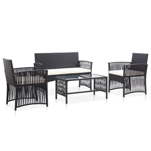 4 Piece Garden Lounge Set With Cushion Poly Rattan