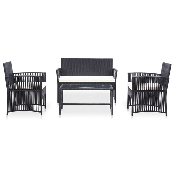 4 Piece Garden Lounge Set With Cushion Poly Rattan