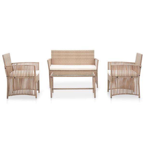 4 Piece Garden Lounge Set With Cushion Poly Rattan