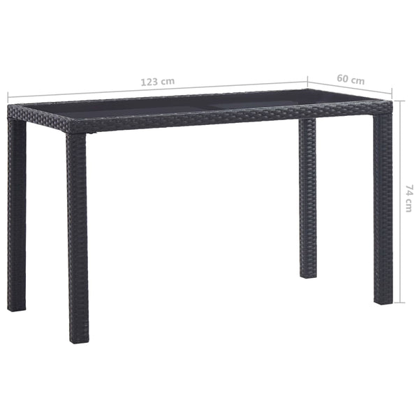 Patio & Garden Tables Garden Table Black 123X60x74 Cm Poly Rattan