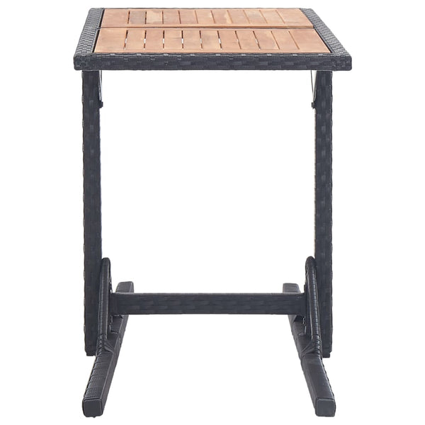 Patio & Garden Tables Garden Table Black Solid Acacia Wood And Poly Rattan