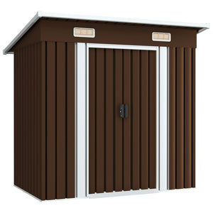 Garden Storage Shed Brown 194X121x181 Cm Steel