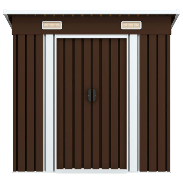 Garden Storage Shed Brown 194X121x181 Cm Steel