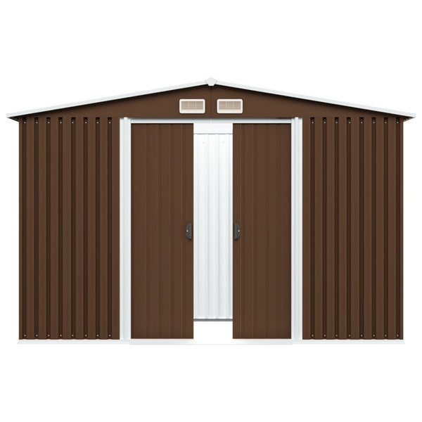 Sheds Summerhouses Carports Garden Storage Shed Brown 257X205x178 Cm Steel