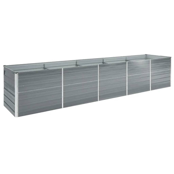 Raised Garden Beds Garden Raised Bed Galvanised Steel 400X80x77 Cm Grey