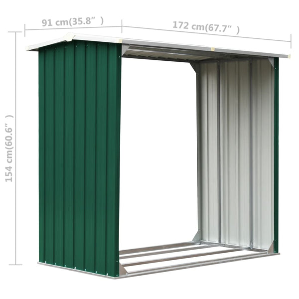 Sheds Summerhouses Carports Log Storage Shed Galvanised Steel 172X91x154 Cm Green