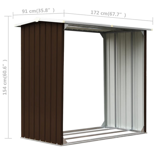 Sheds Summerhouses Carports Log Storage Shed Galvanised Steel 172X91x154 Cm Brown