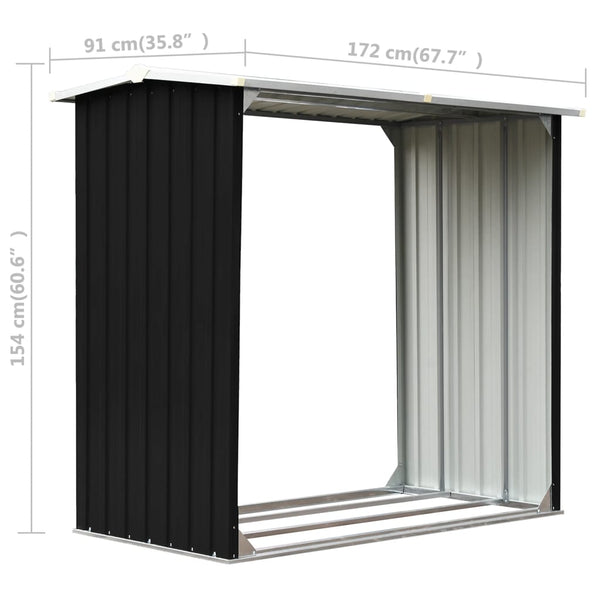 Sheds Summerhouses Carports Log Storage Shed Galvanised Steel 172X91x154 Cm Anthracite