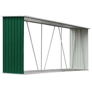 Sheds Summerhouses Carports Garden Log Storage Shed Galvanised Steel 330X84x152 Cm Green