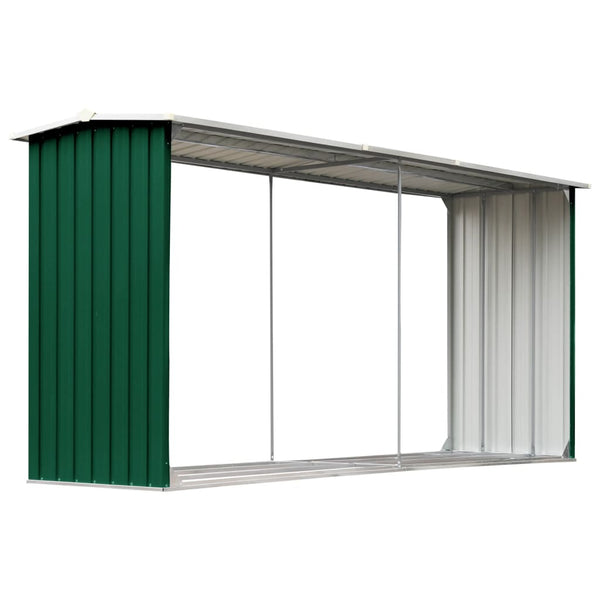 Sheds Summerhouses Carports Garden Log Storage Shed Galvanised Steel 330X92x153 Cm Green