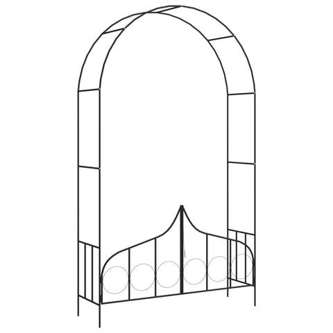 Garden Arches Garden Arch With Gate Black 138X40x238 Cm Iron