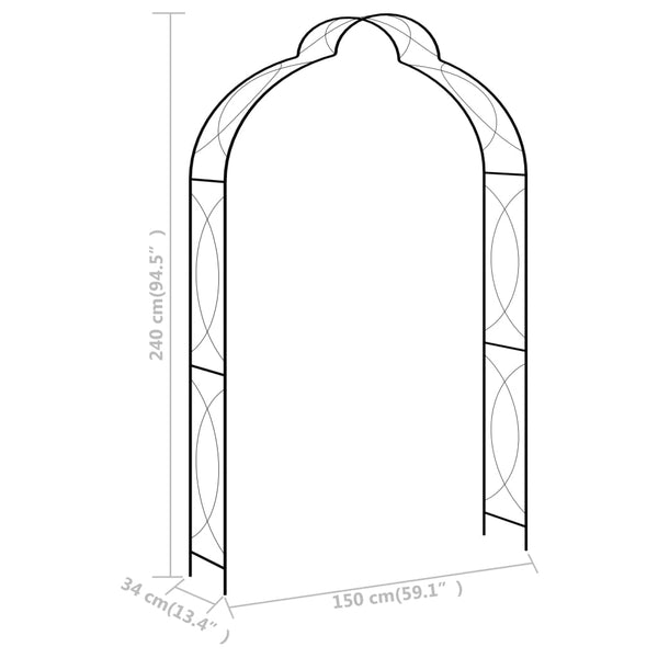 Garden Arches Garden Arch Black 150X34x240 Cm Iron