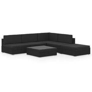 Patio Furniture Sets 6 Piece Garden Lounge Set Black With Cushions Poly Rattan