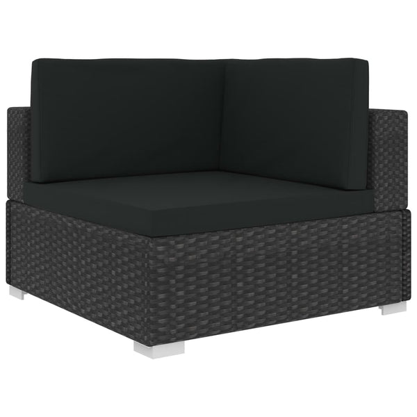 6 Piece Garden Lounge Set Black With Cushions Poly Rattan