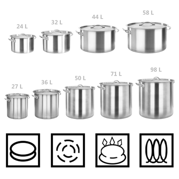 Slow Cookers Stock Pot 98 L 50X50 Cm Stainless Steel