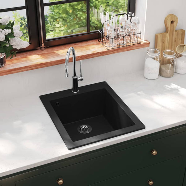 Kitchen Sinks Overmount Kitchen Sink Single Basin Granite Black