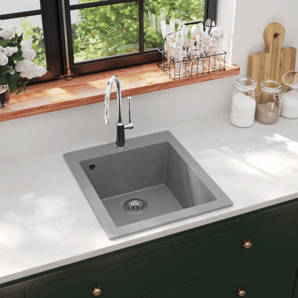 Kitchen Sinks Overmount Kitchen Sink Single Basin Granite Grey